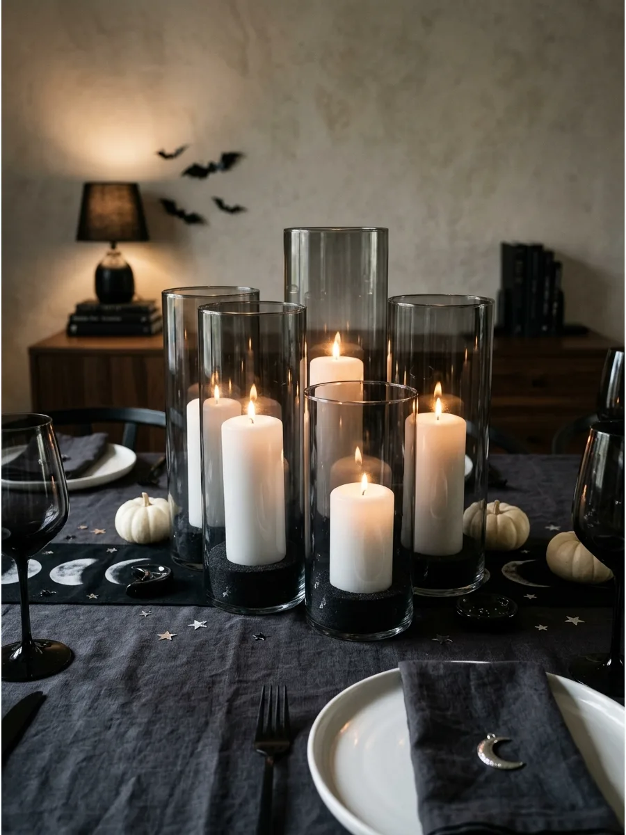 47. Smoky Glass Hurricane Vases