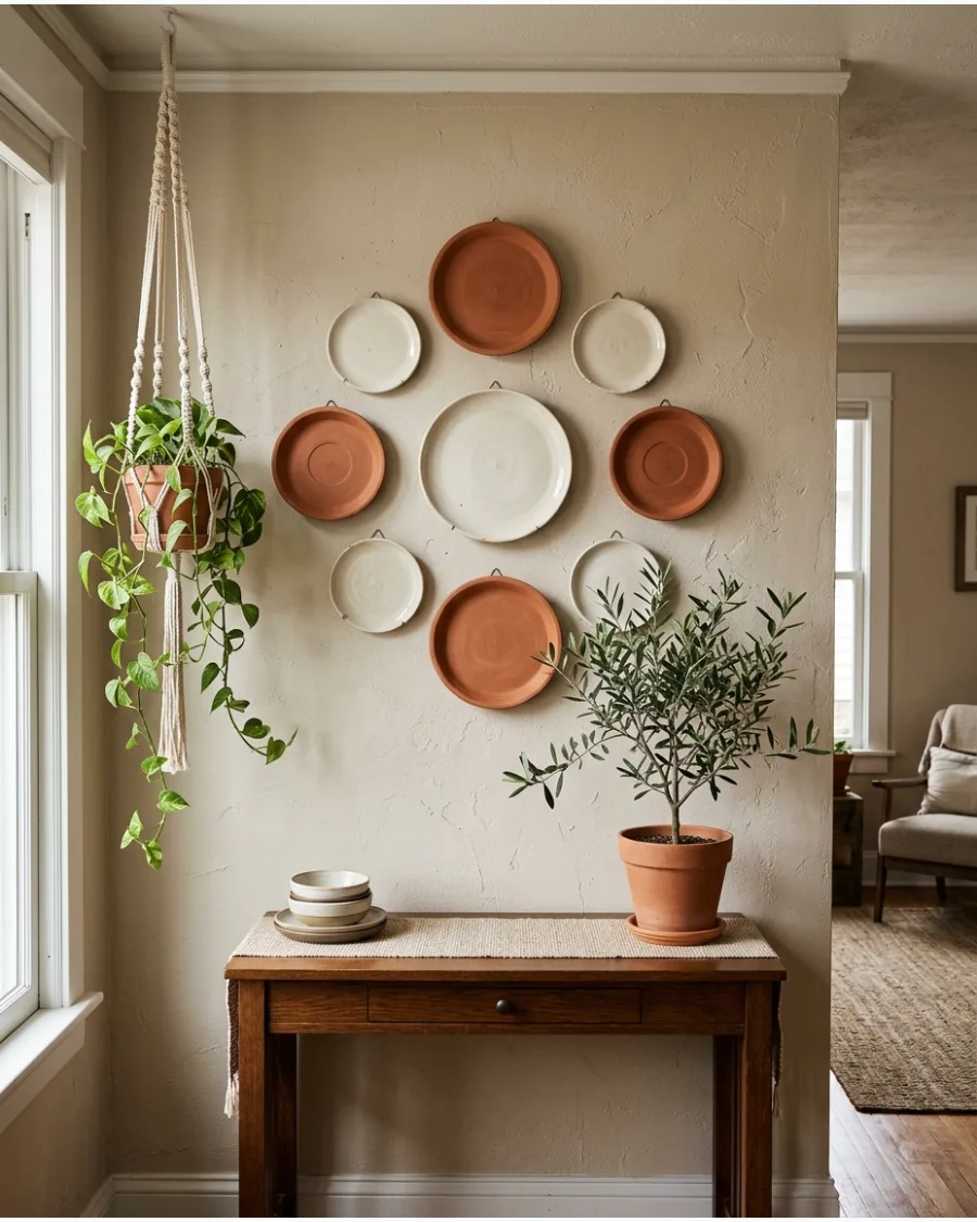 26. Terracotta and Cream Plate Wall