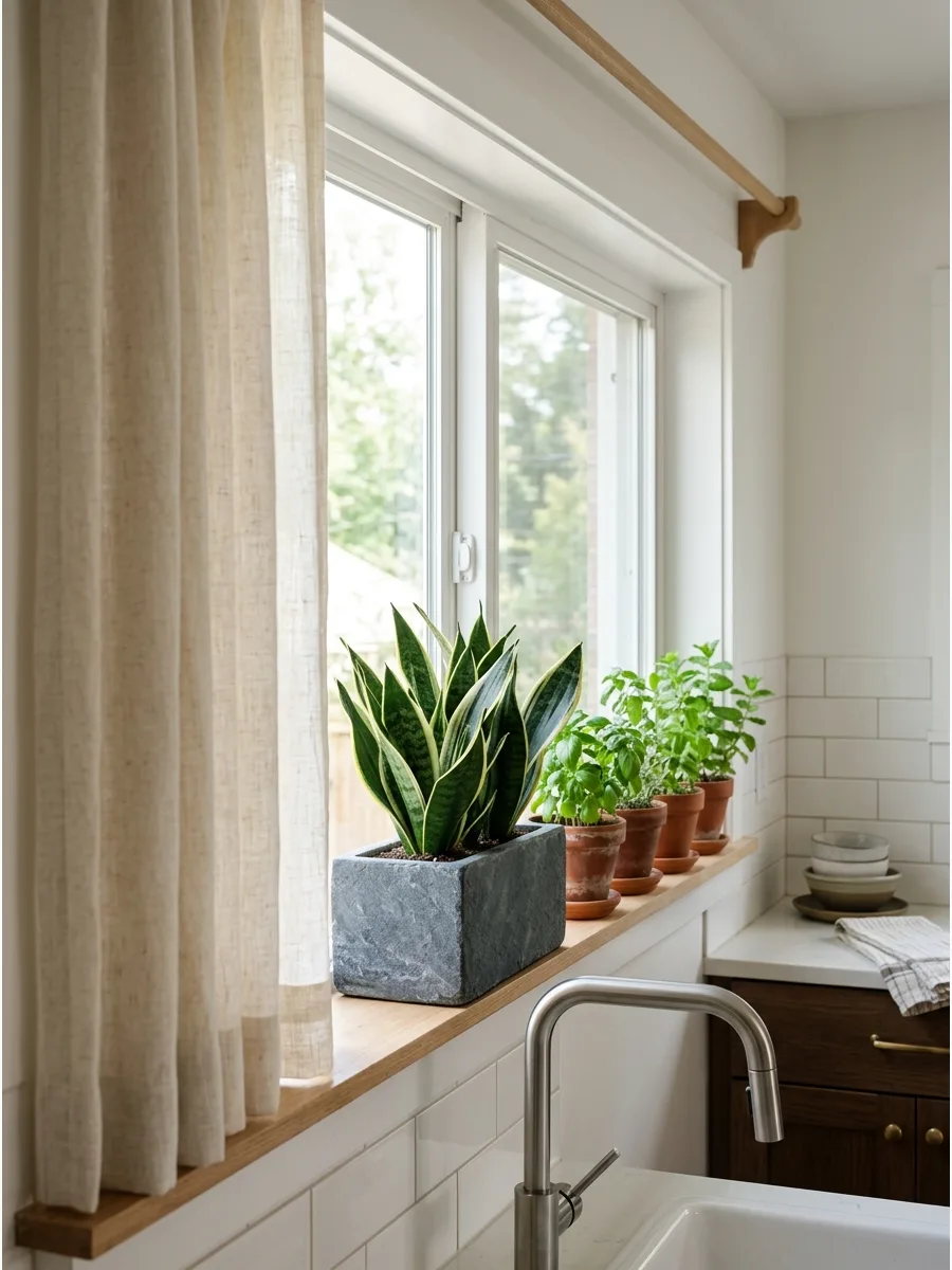 17. Use a Compact Snake Plant on a Narrow Sill