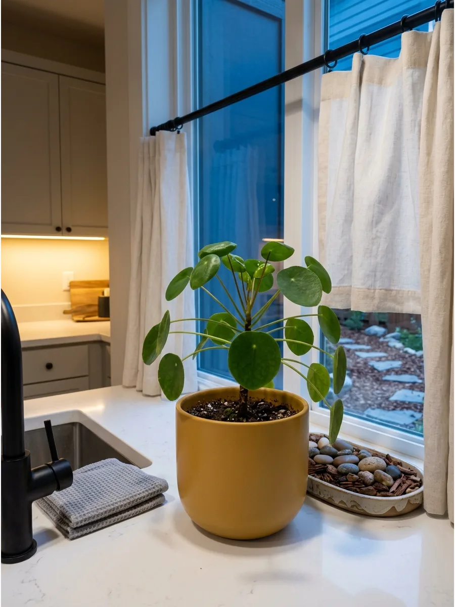 22. Display a Pilea in a Rounded Ceramic Pot