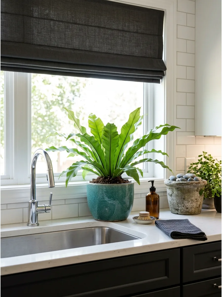 24. Place a Bird’s-Nest Fern Near the Sink