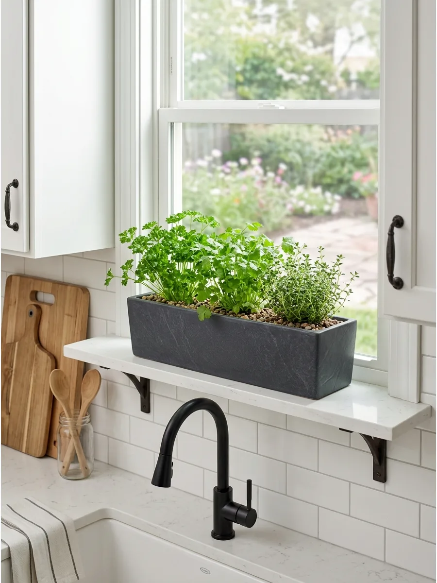 36. Use One Long Planter for Several Herbs