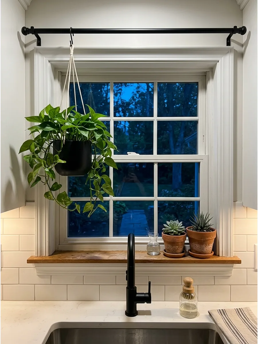 39. Create an Asymmetrical Kitchen Window Display