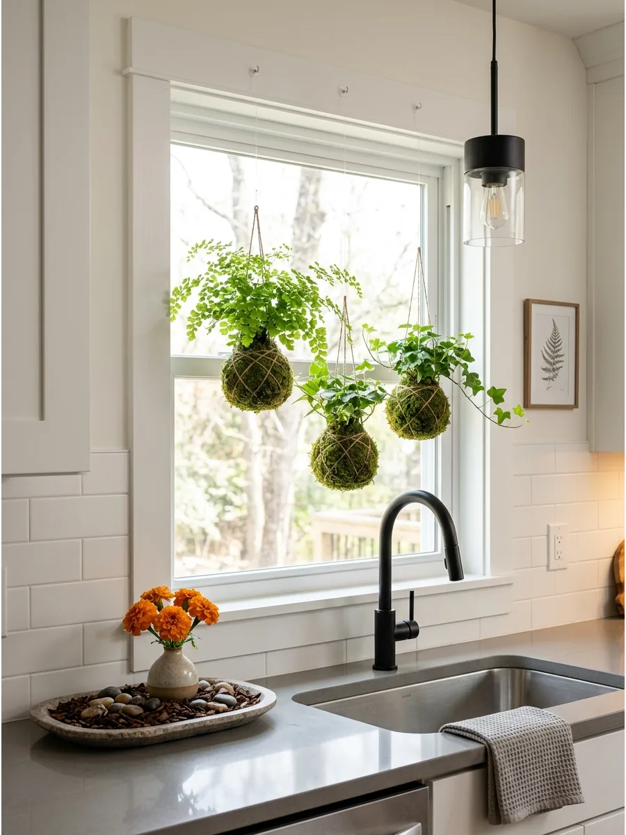40. Hang a Small Kokedama Garden