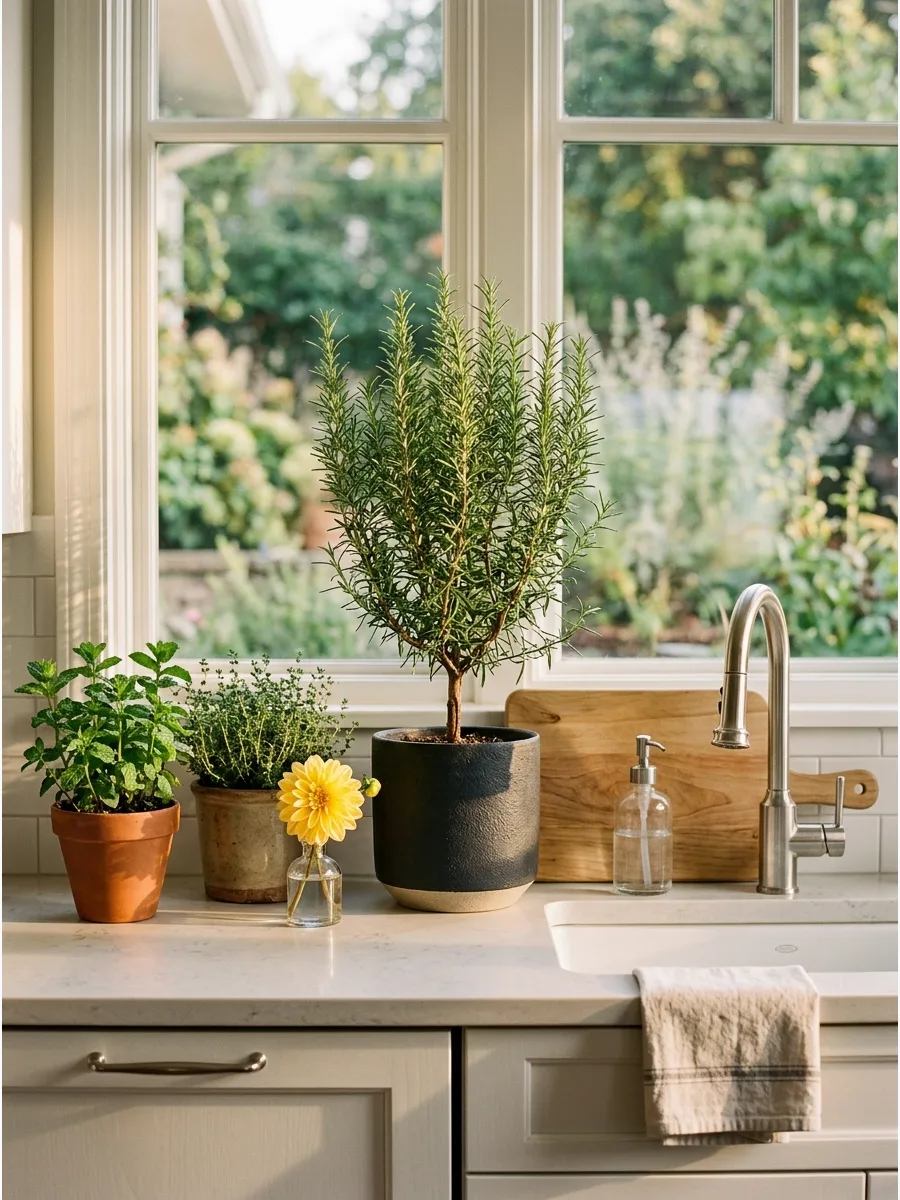 5. Use Rosemary as a Kitchen Window Centerpiece