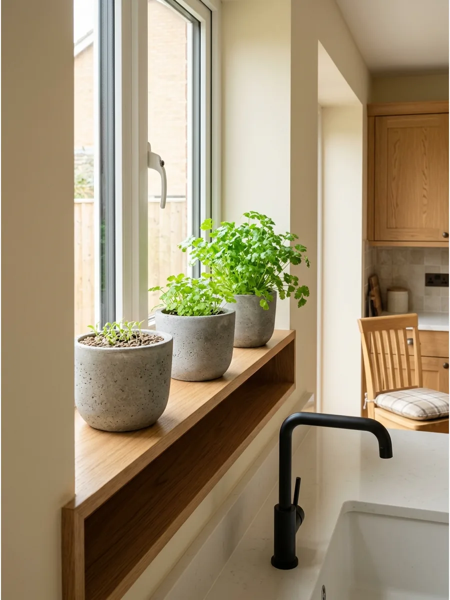 6. Grow Cilantro in Staggered Kitchen Window Pots