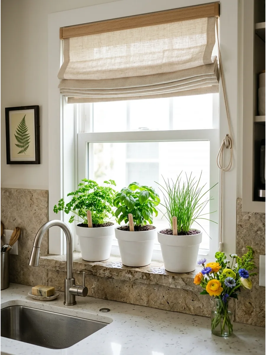 8. Arrange a Compact Trio of Culinary Herbs