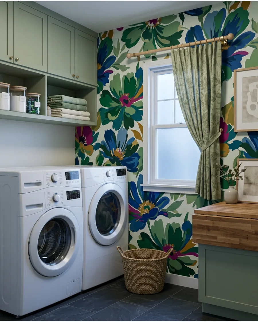 1. Oversized Floral Wallpaper