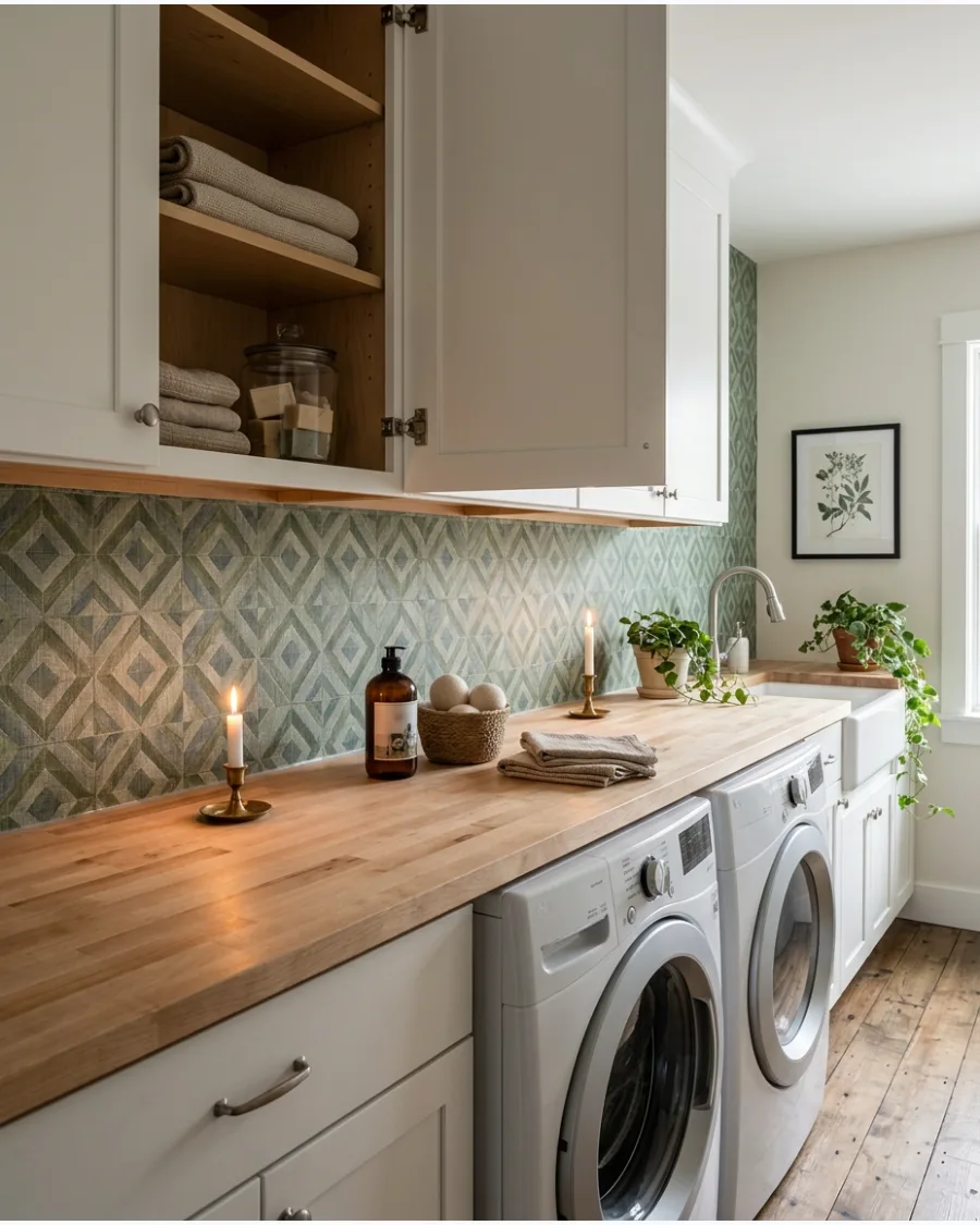 42. Wallpaper Above the Countertop