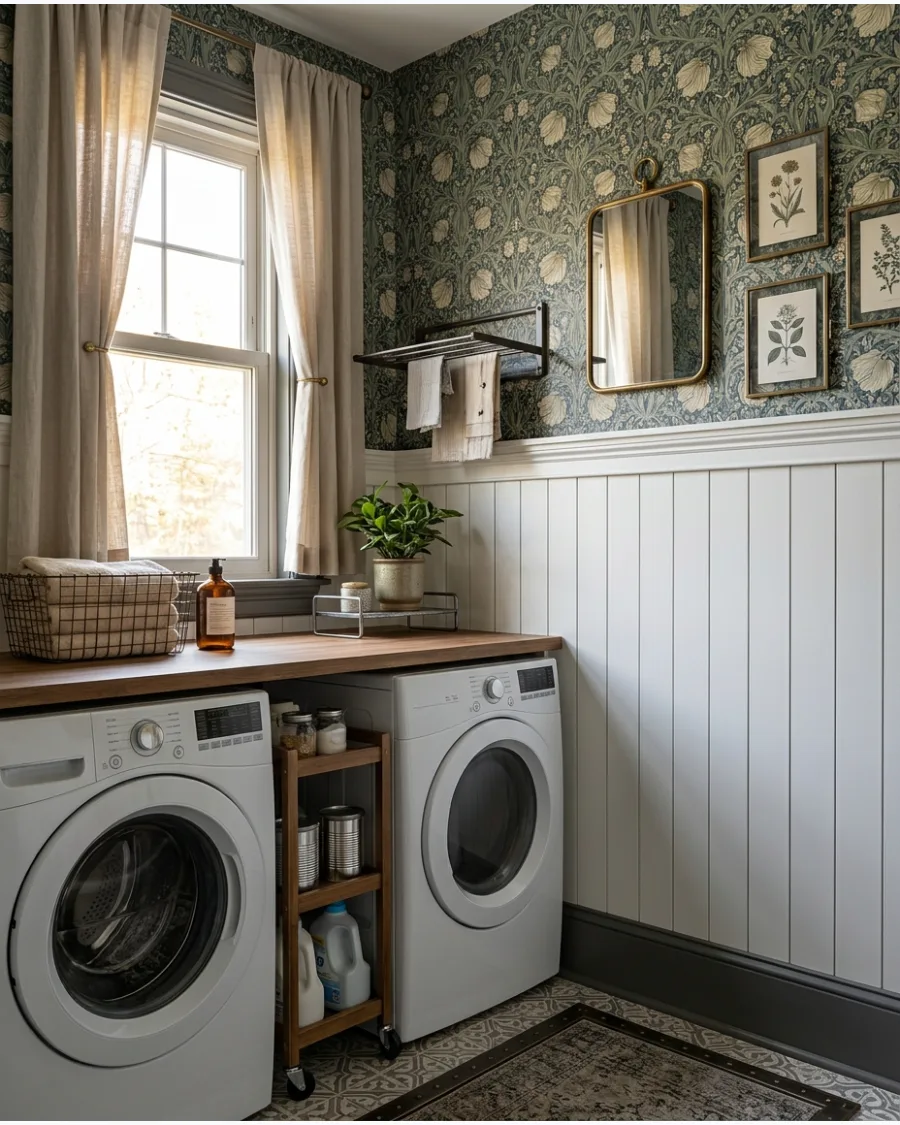 43. Wallpaper Above Wainscoting