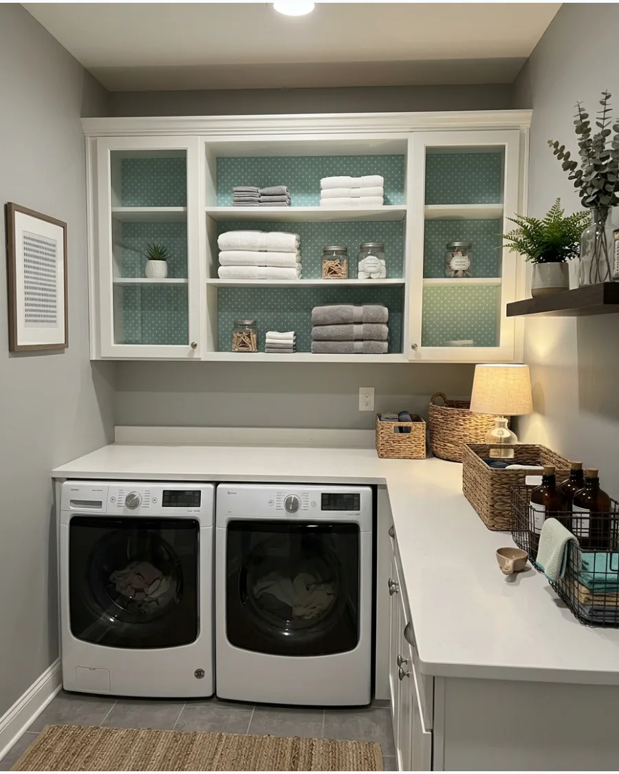 49. Wallpapered Cabinet Interiors