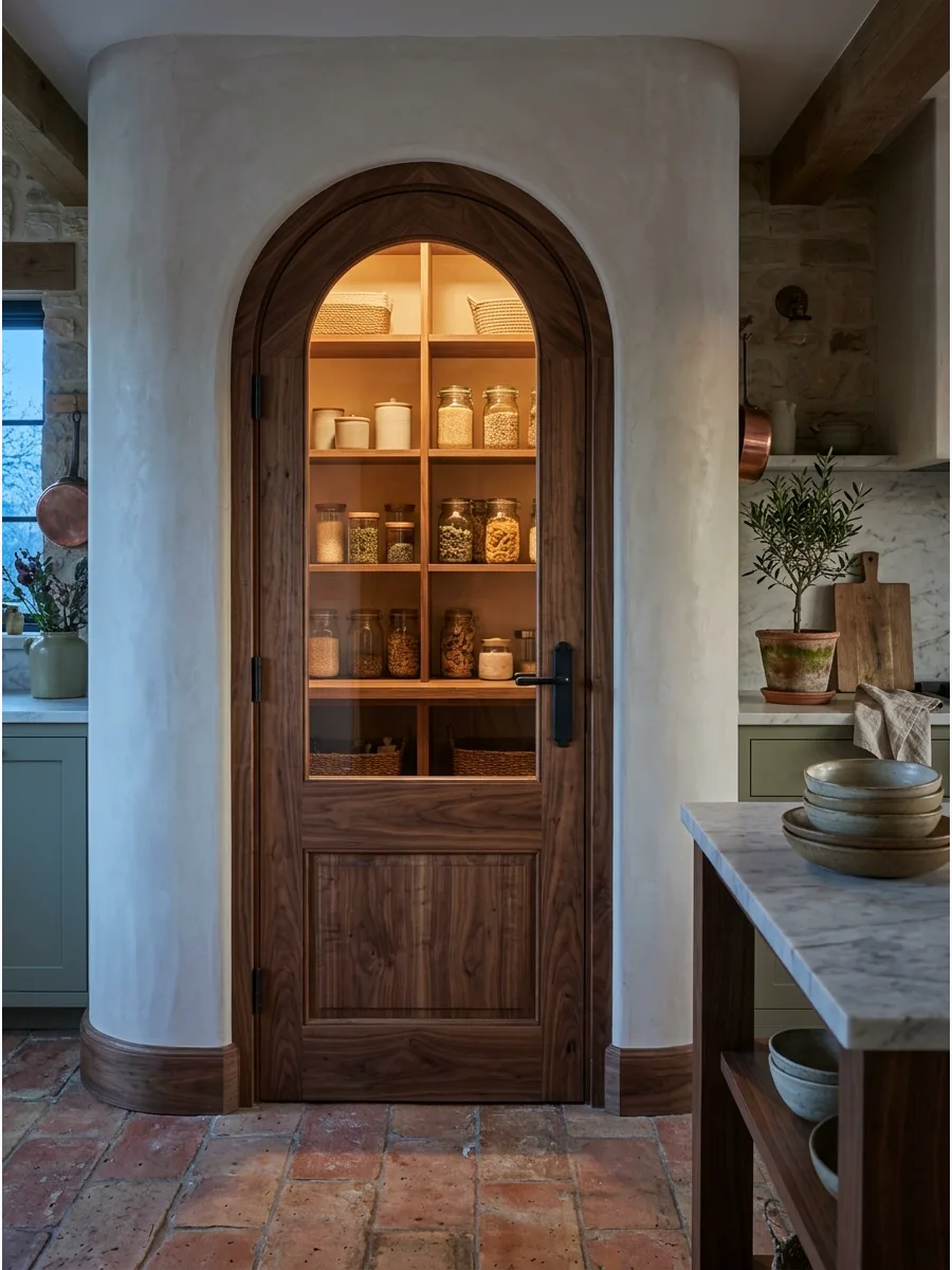 13. Arched Glass Pantry Door