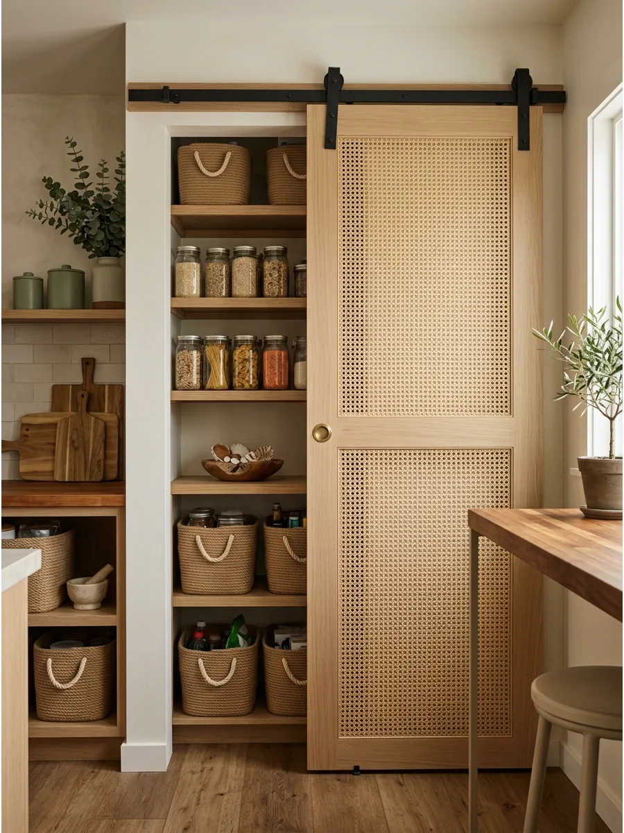 26. Cane Sliding Pantry Door