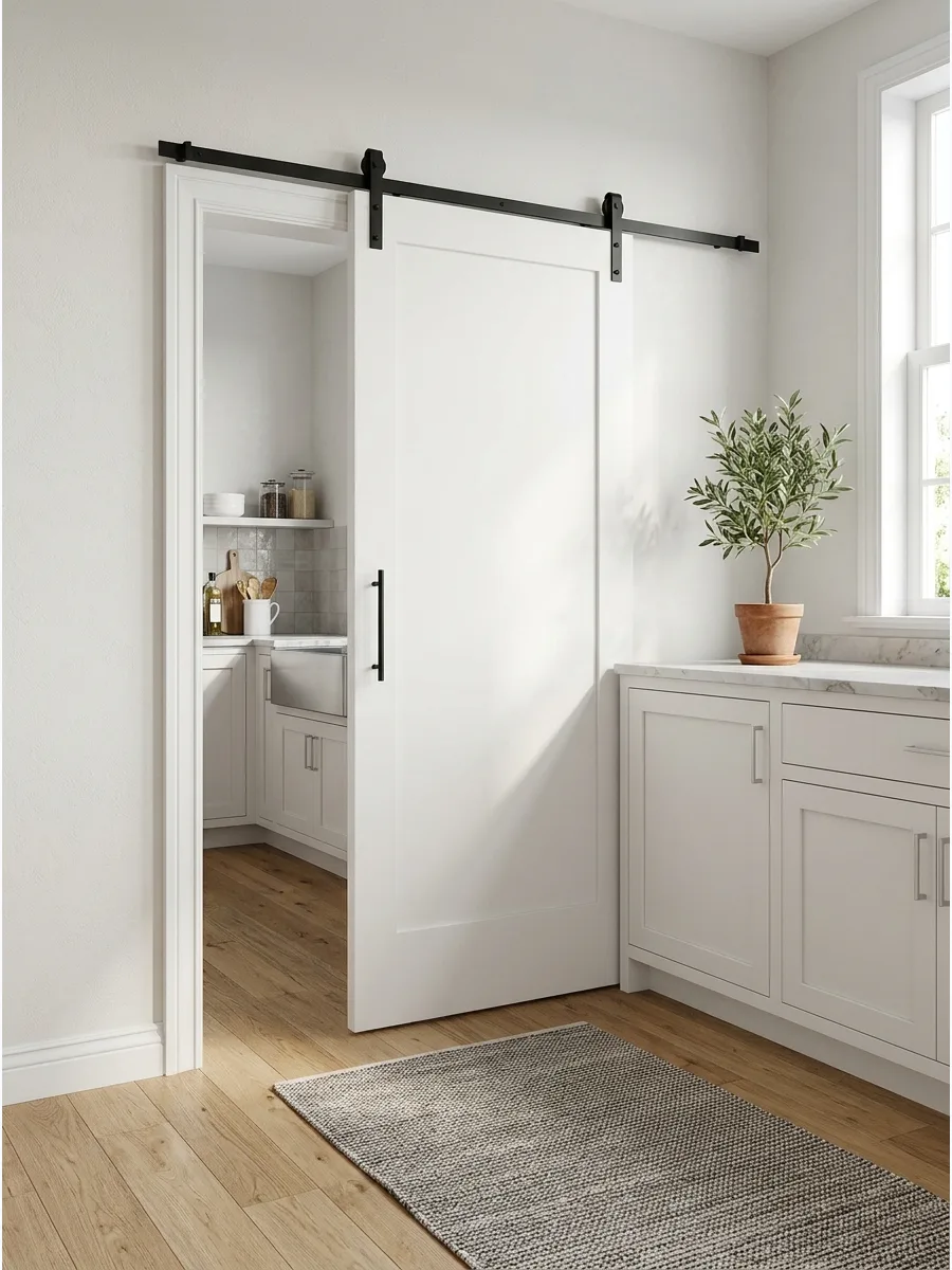 27. Slim Black Rail Pantry Door
