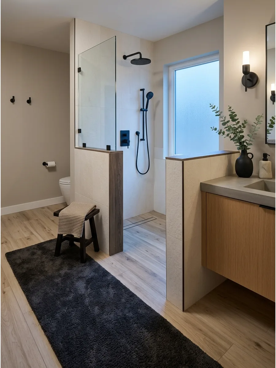 18. Zero Entry Pony Wall Shower