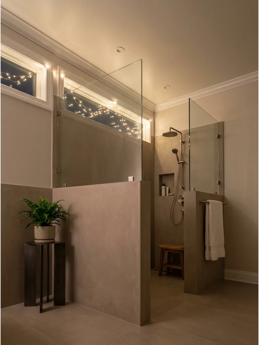 19. Sleek Minimalist Shower Half Wall