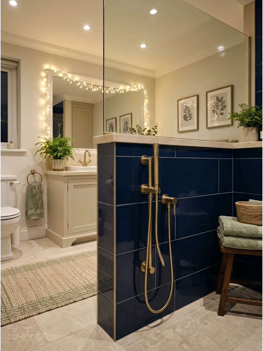22. Warm Brass Fixture Pony Wall