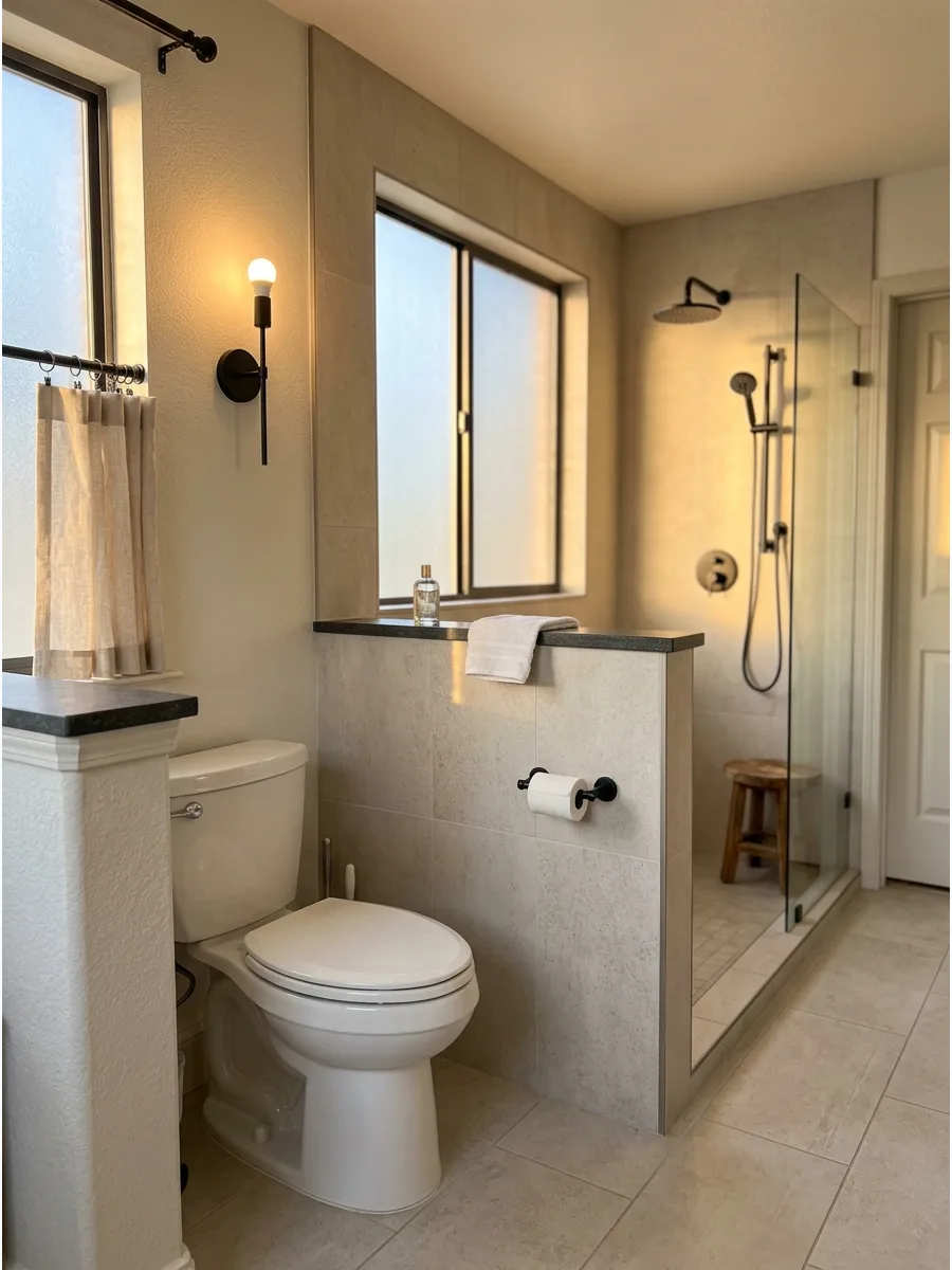 27. Toilet Privacy Pony Wall Divider