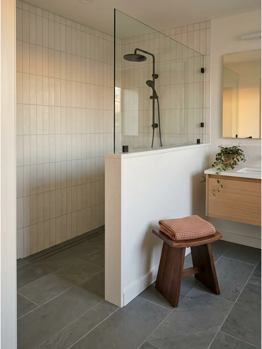 3. Curbless Pony Wall Shower