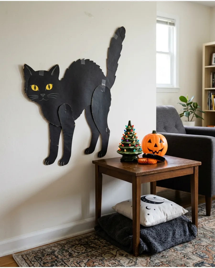 1. Vintage Black Cat Die-Cut Wall Decorations