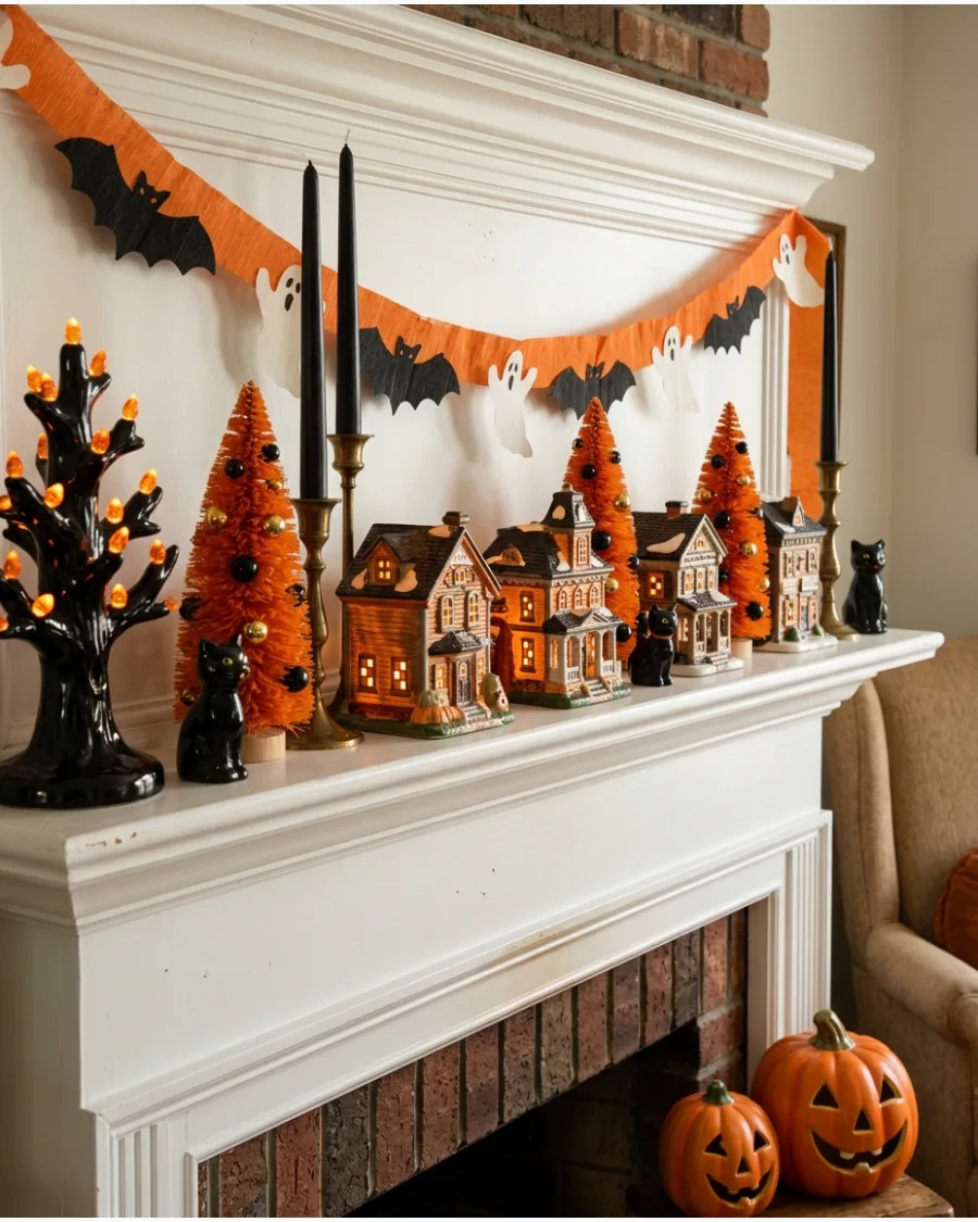 11. Orange-and-Black Mantel Village