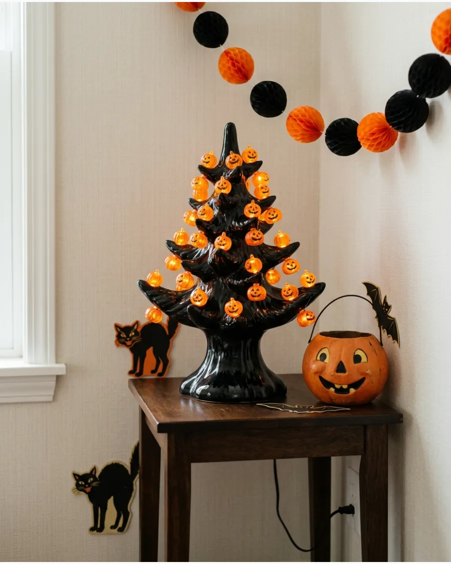 12. Vintage Halloween Ceramic Tree