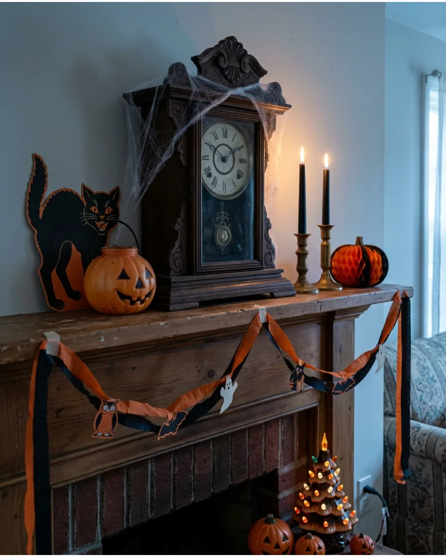 13. Antique Clock Halloween Display