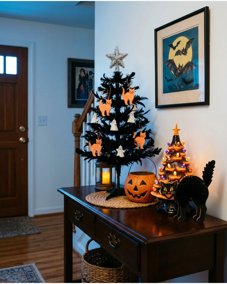 19. Black Feather Halloween Tree