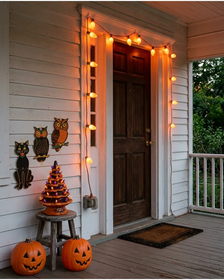 29. Orange String-Light Porch