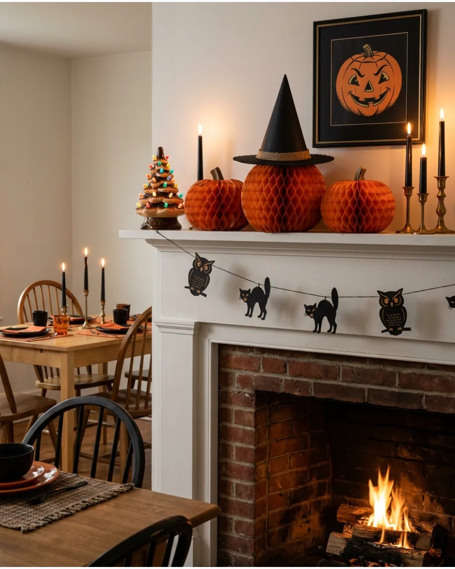3. Retro Honeycomb Paper Pumpkins