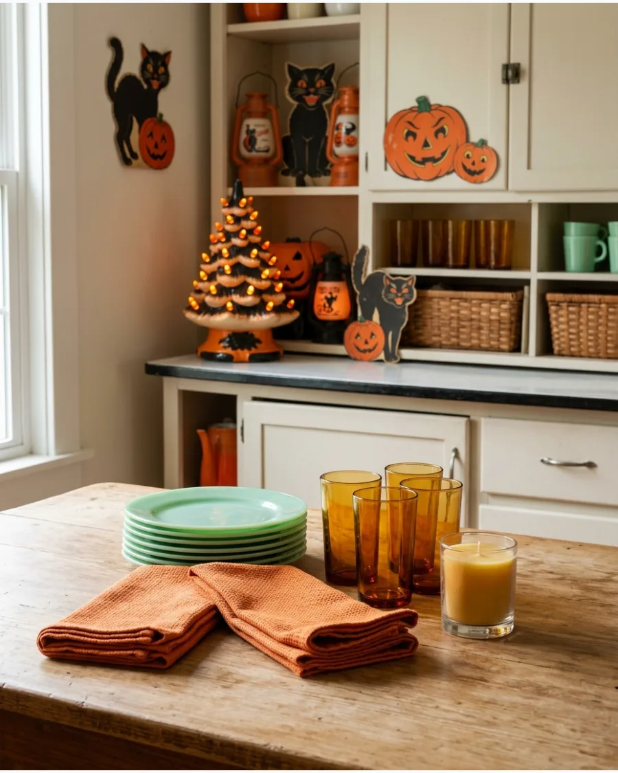 36. Jadeite and Orange Tableware