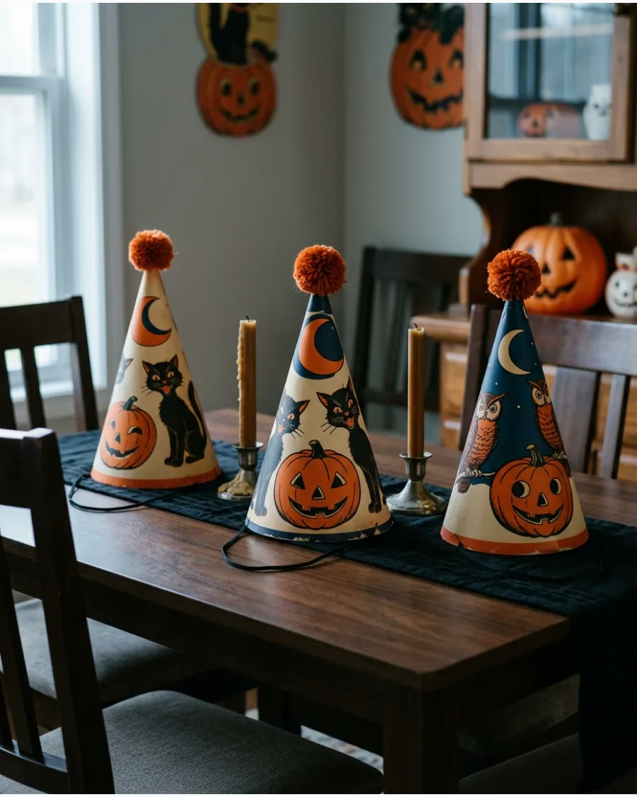 39. Halloween Paper Hat Centerpieces