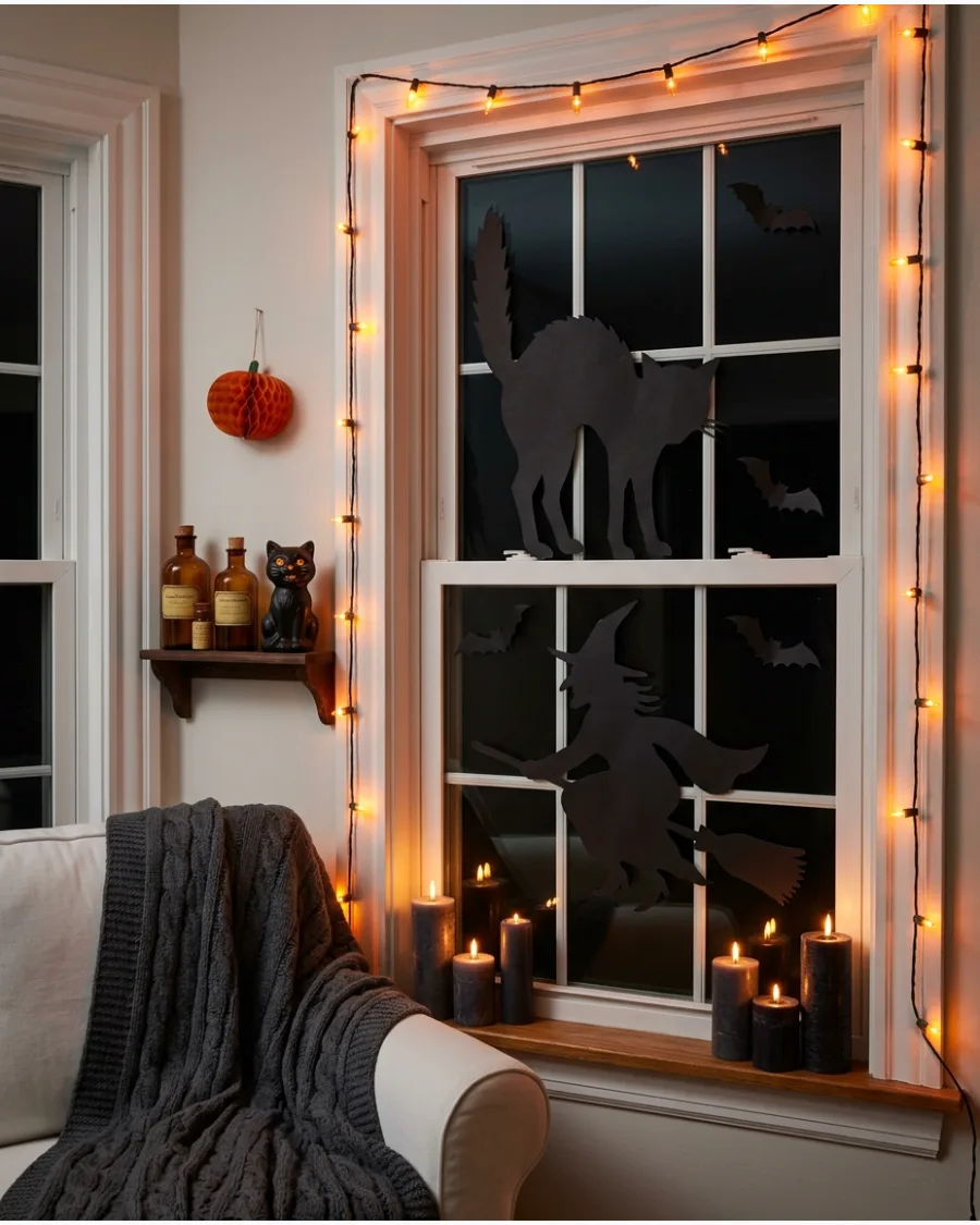 45. Retro Halloween Window Silhouettes