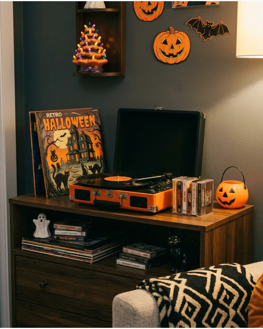 47. Halloween Cassette and Record Display