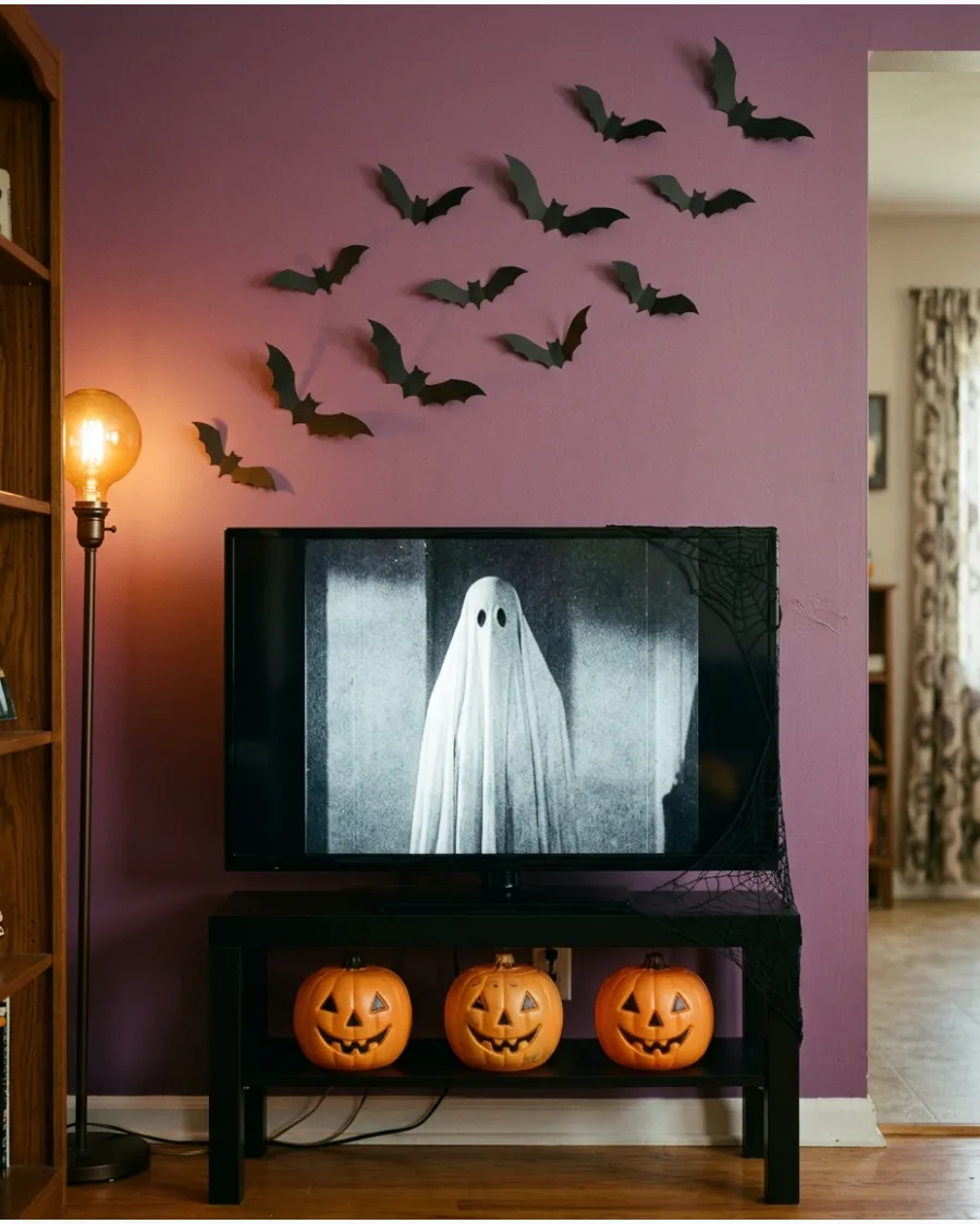 48. Retro Halloween TV Setup