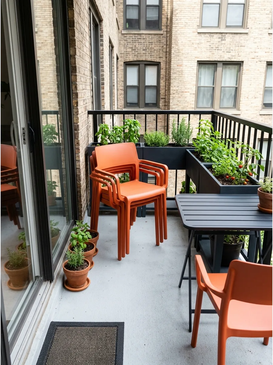 10. Stackable Balcony Chairs