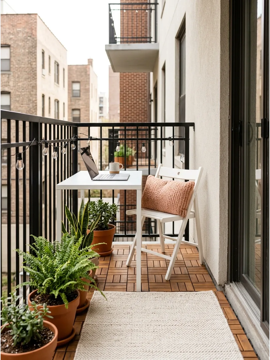 18. Small Balcony Desk Setup