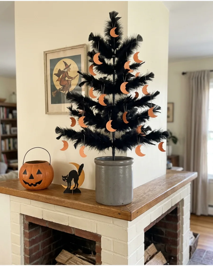 13. Black Feather Halloween Tree