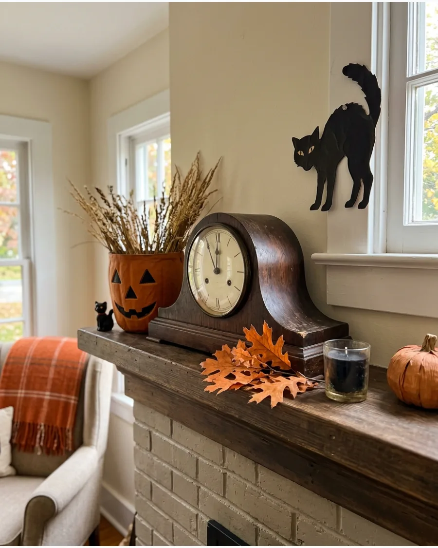 14. Antique Clock Halloween Display