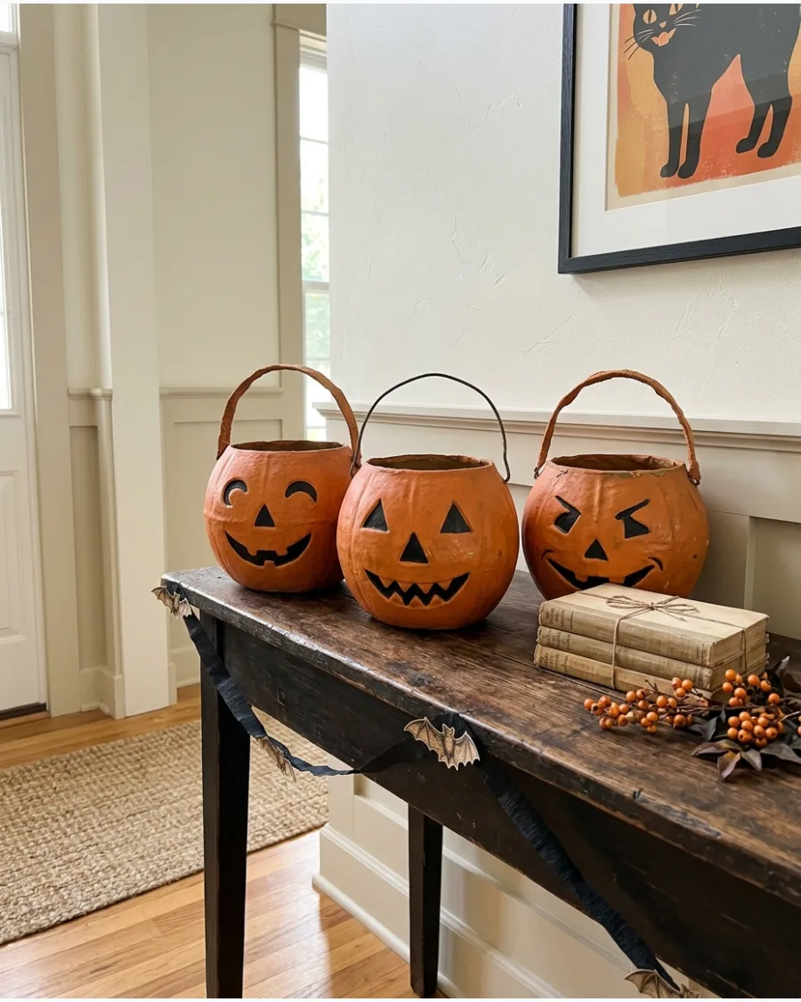 2. Papier-Mâché Jack-o’-Lantern Buckets