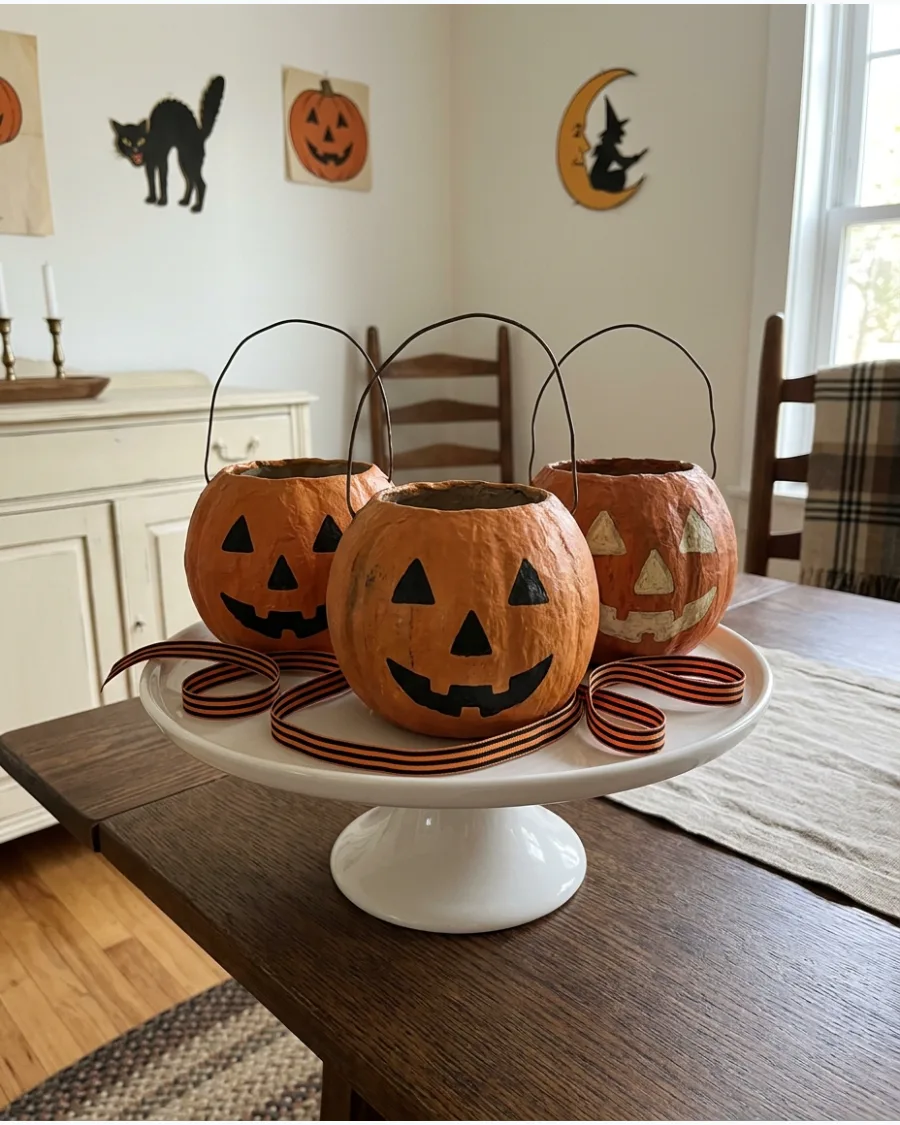 24. Papier-Mâché Pumpkin Centerpiece