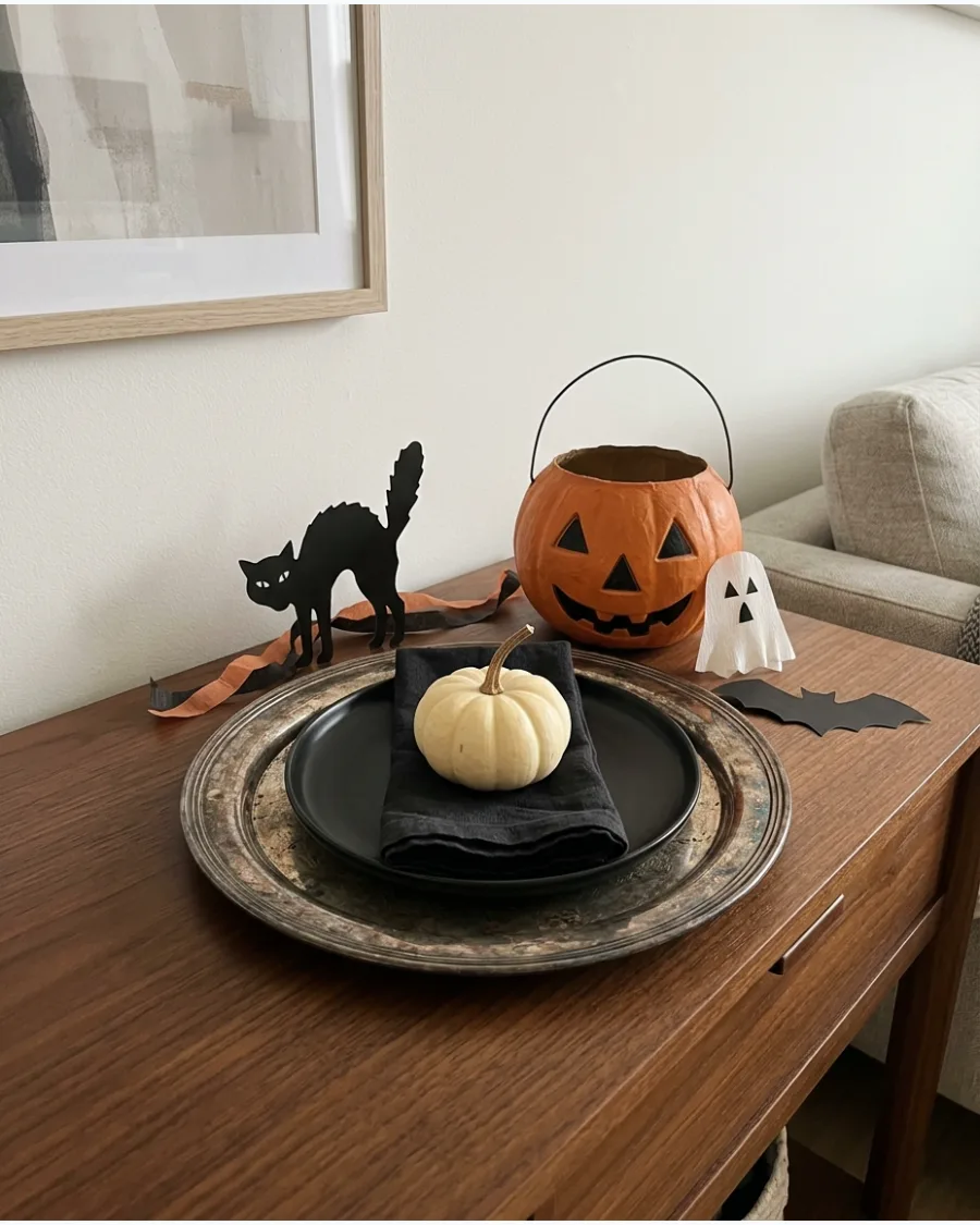 25. Antique Silver Halloween Table