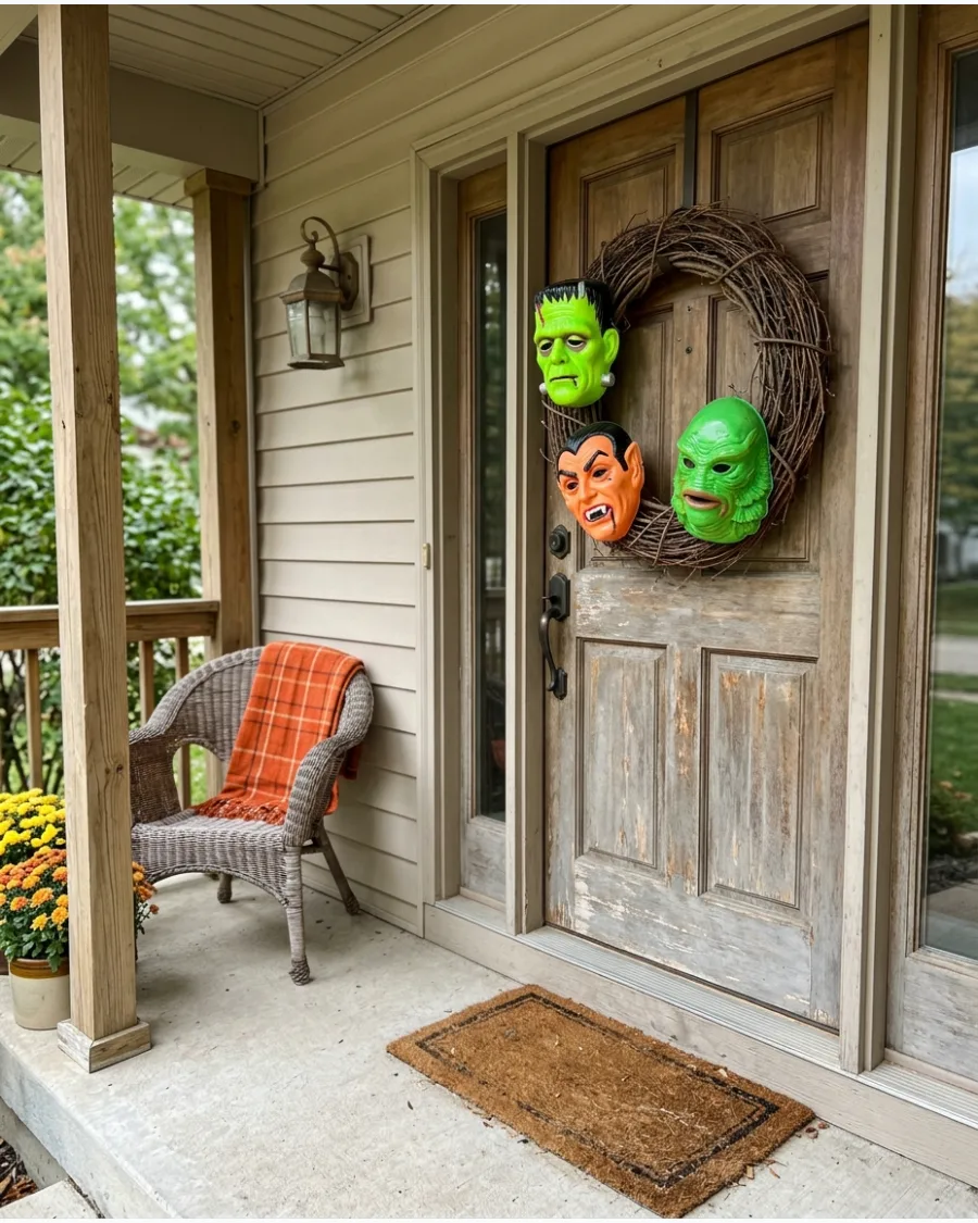 34. Retro Mask Statement Wreath