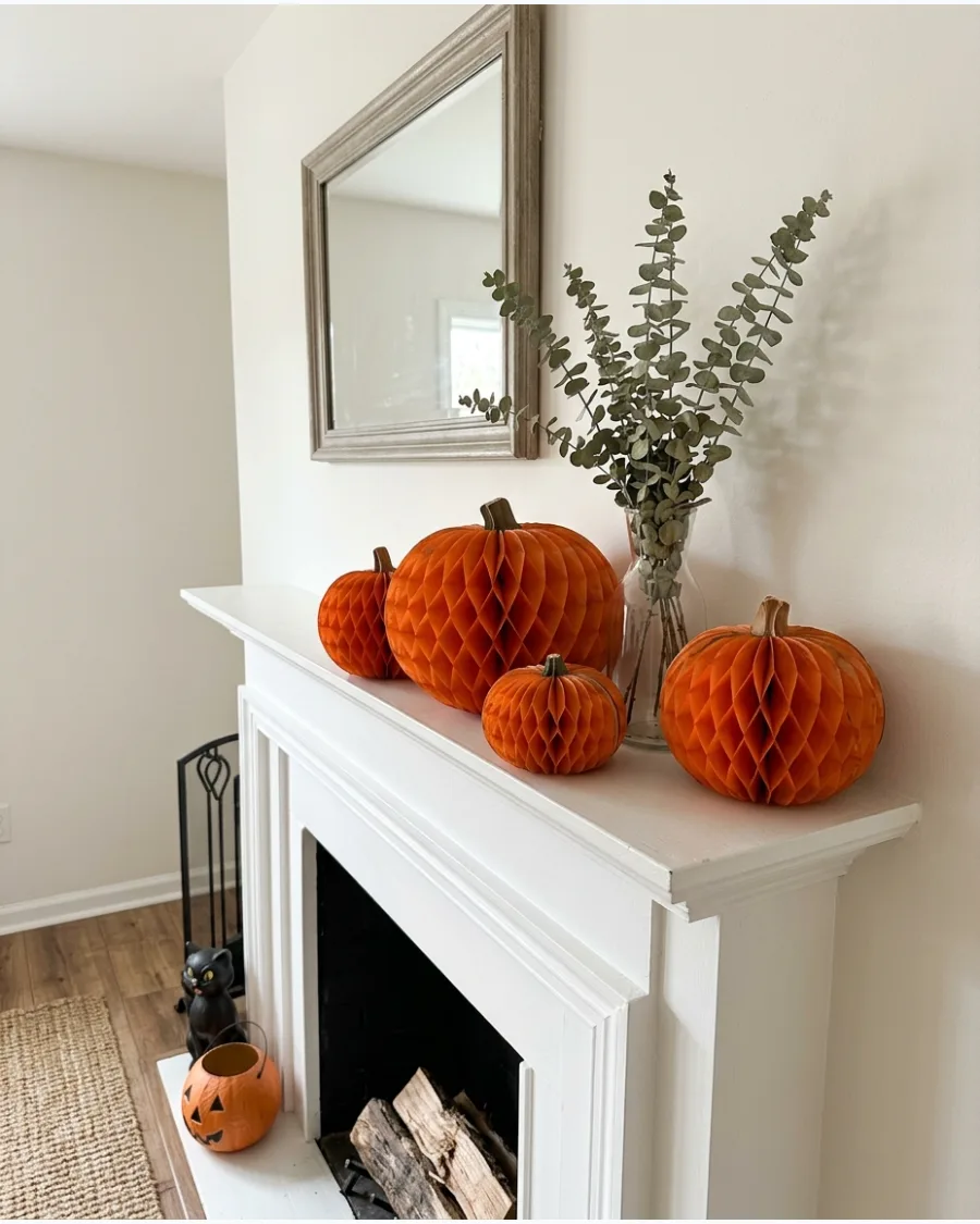 4. Vintage Honeycomb Paper Pumpkins