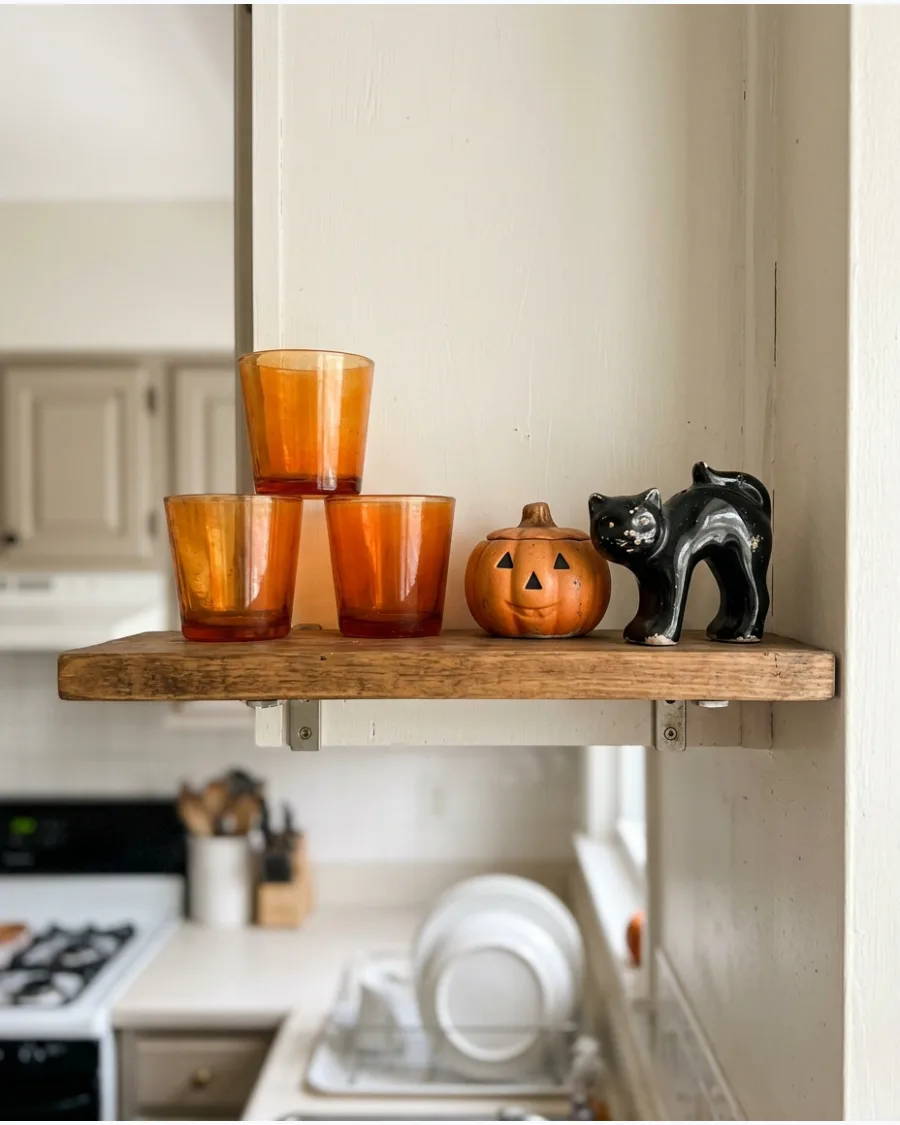 48. Vintage Halloween Kitchen Shelf