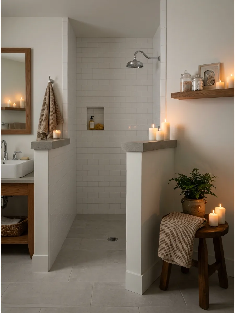 1. Half Wall Walk-In Shower