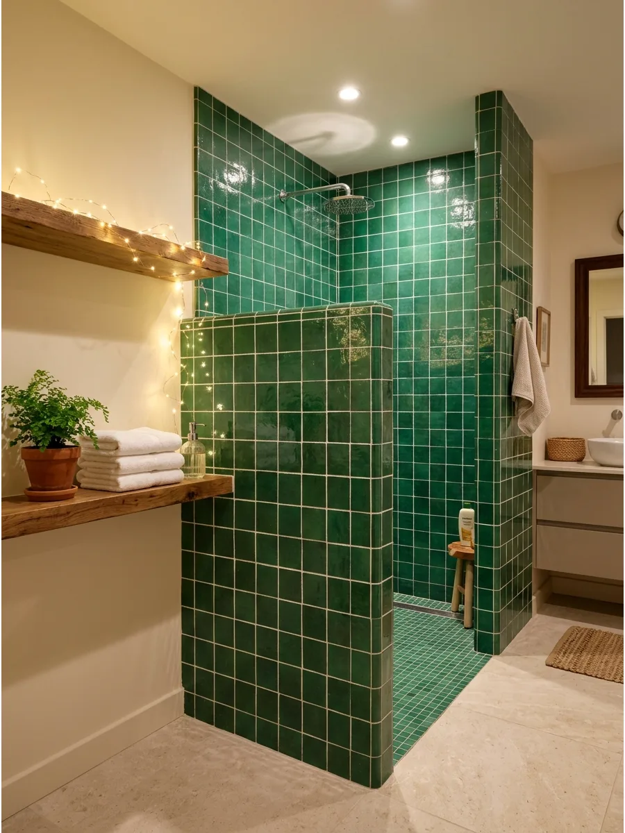 18. Tiled Half Wall Design