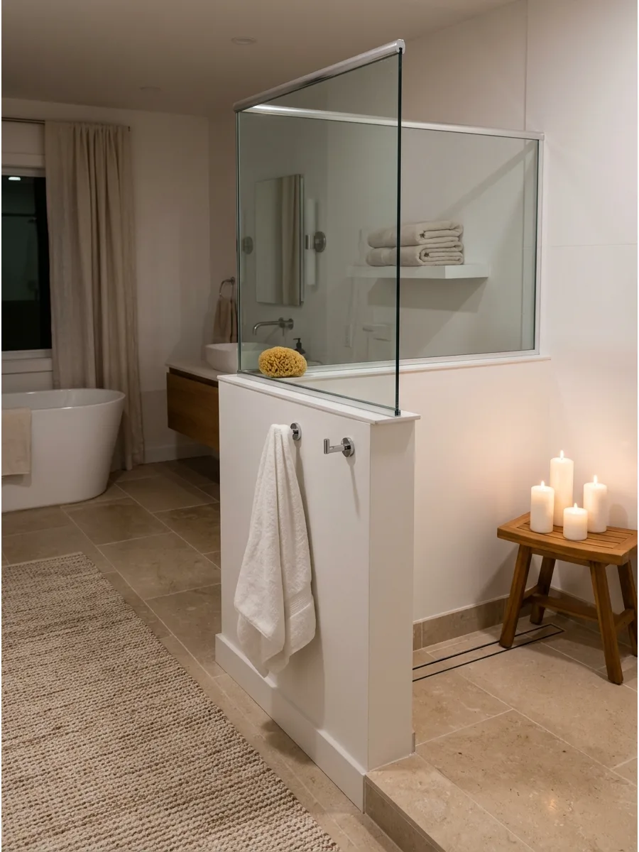 19. Glass Topped Shower Wall