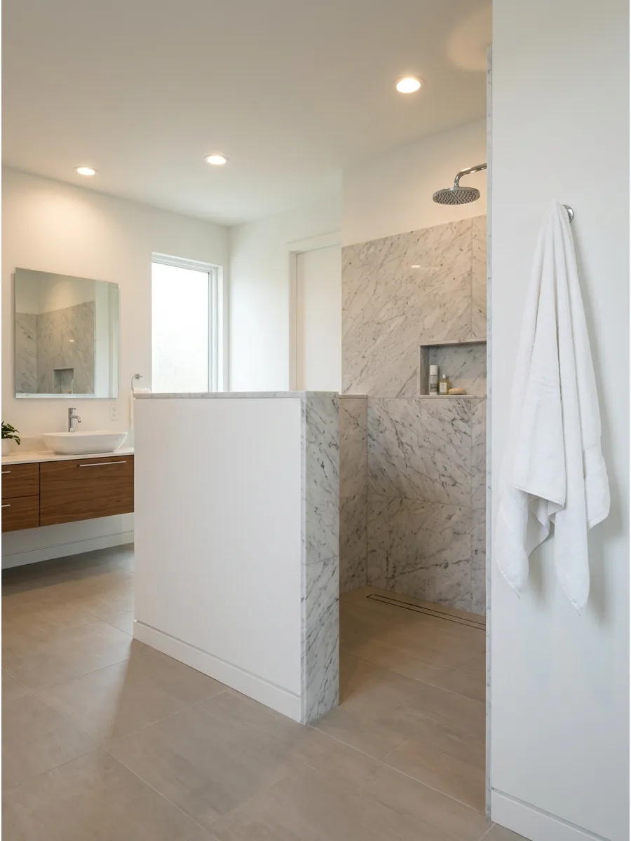 2. Pony Wall Shower No Door