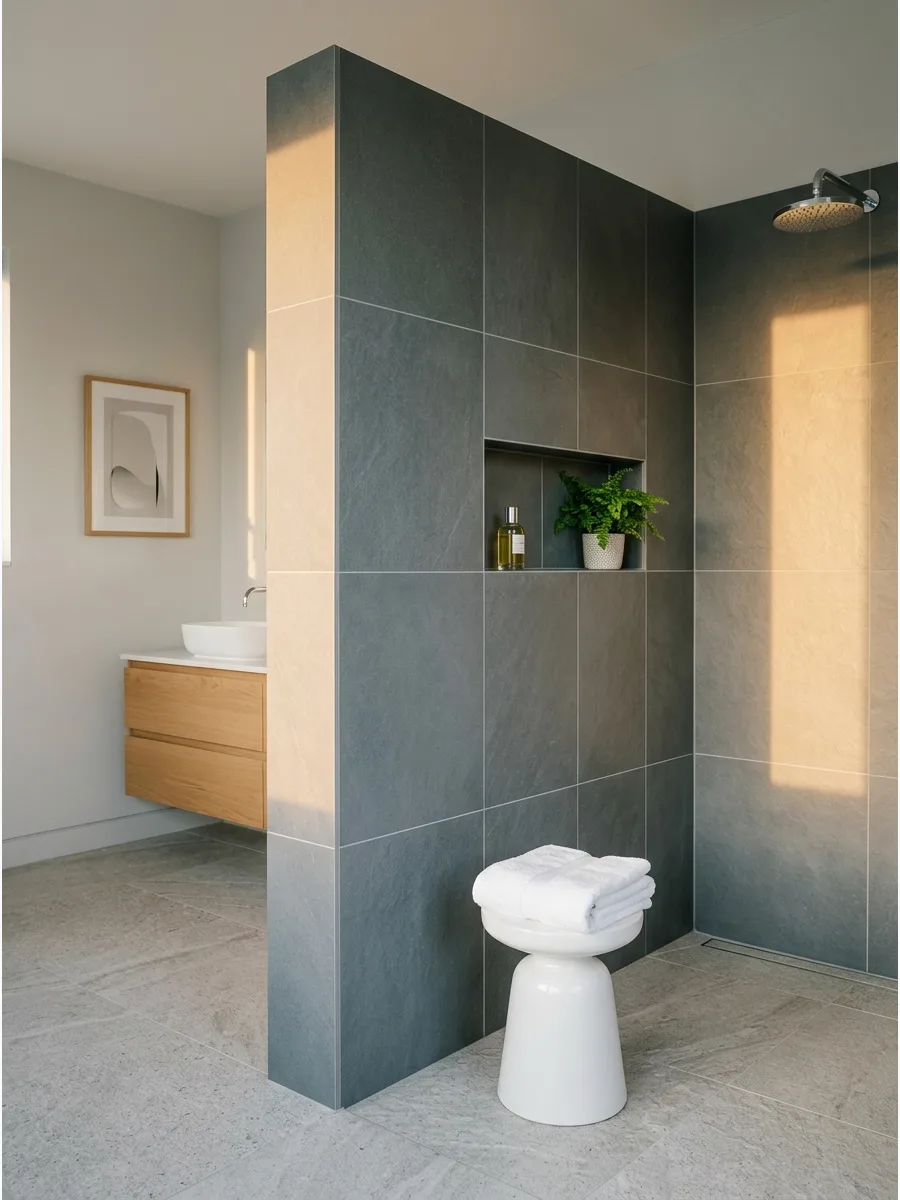 29. Seamless Tiled Privacy Wall Shower